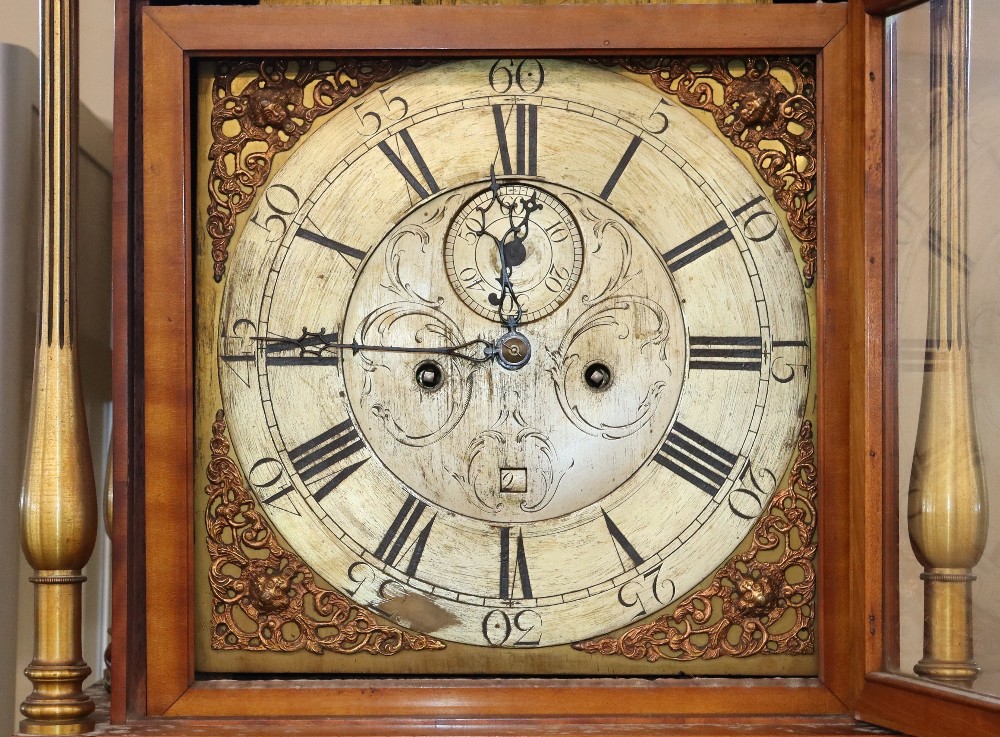 A late 19th century satinwood longcase clock, having inlaid and painted decoration of classical - Image 10 of 79