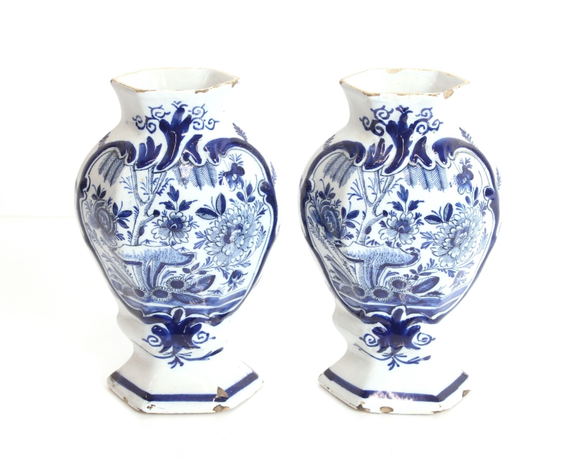 A Decor blue and white baluster vase decorated wit