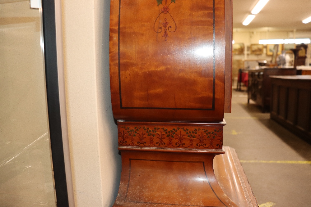 A late 19th century satinwood longcase clock, having inlaid and painted decoration of classical - Image 46 of 79