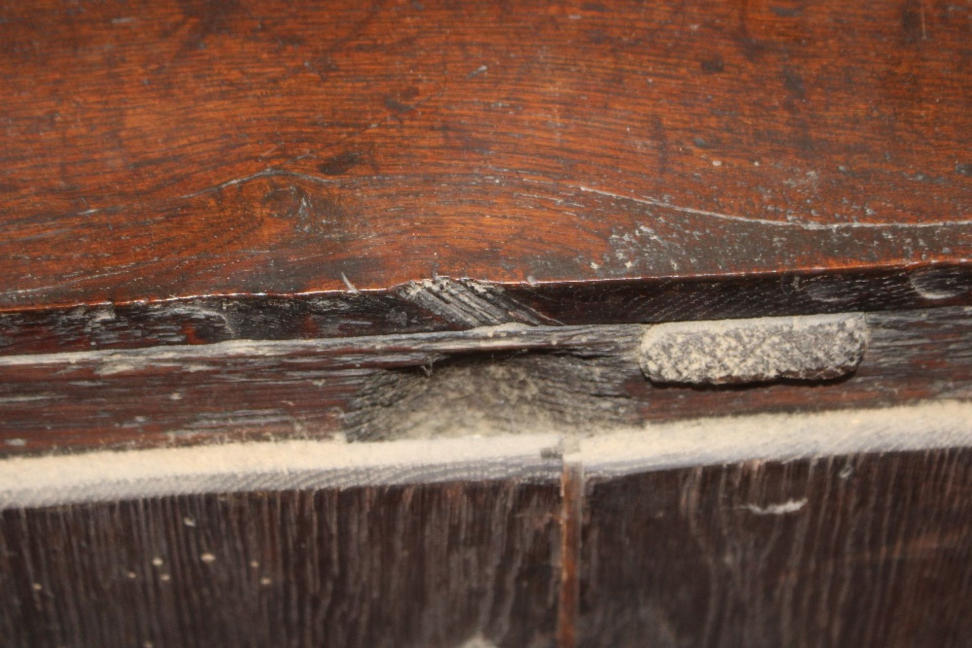 An 18th century oak dresser base, the drawers and - Image 12 of 13
