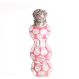 A Victorian pink overlaid glass scent bottle of wa