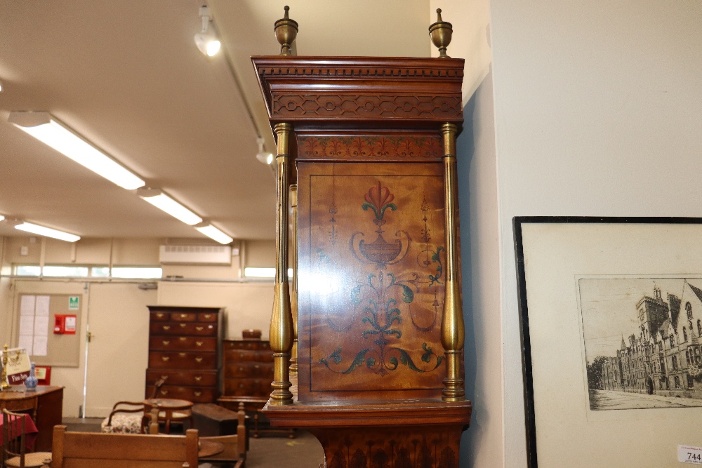 A late 19th century satinwood longcase clock, having inlaid and painted decoration of classical - Image 11 of 79