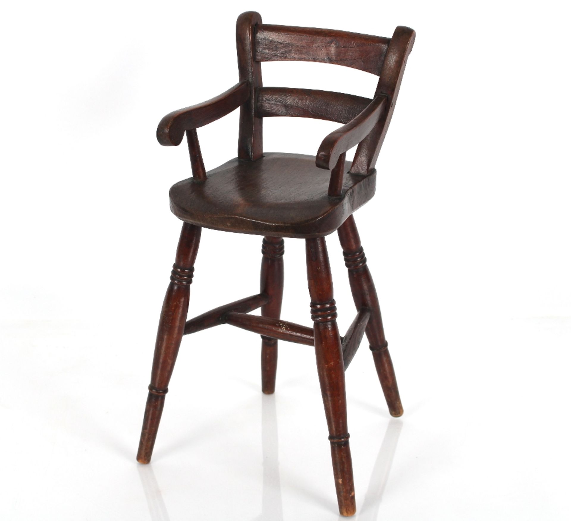 A 19th century elm child's miniature highchair, 42