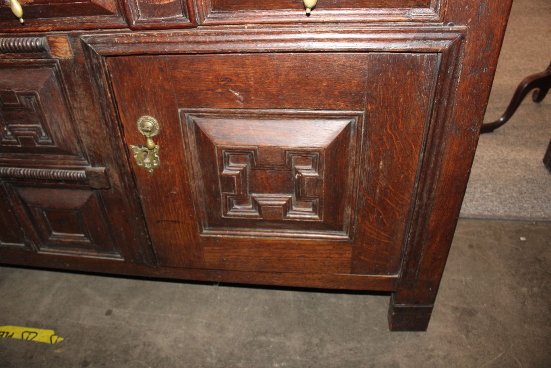 An 18th century oak dresser base, the drawers and - Image 3 of 13