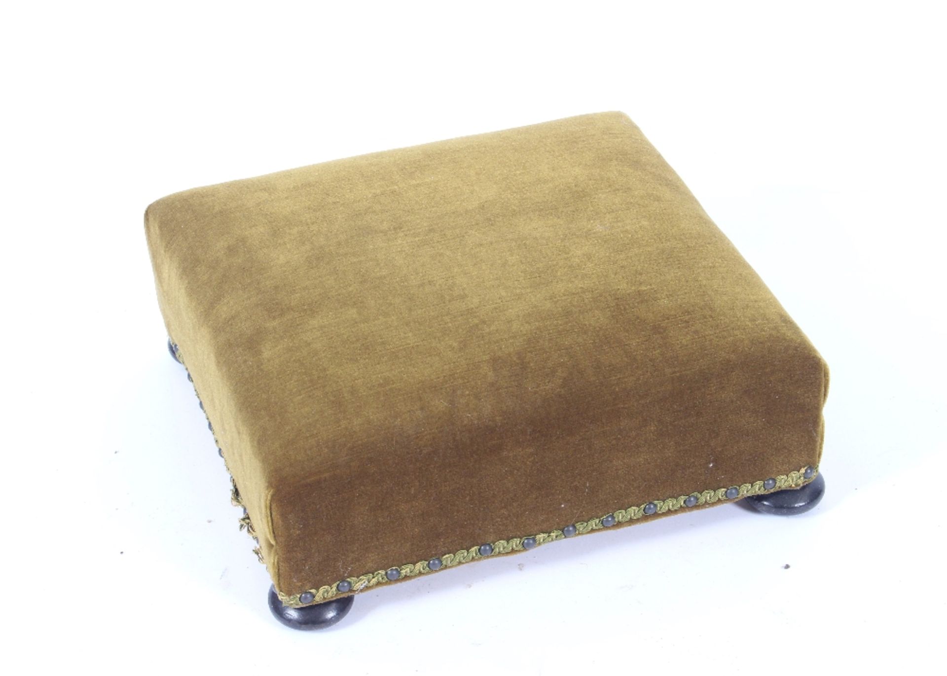 A Victorian mahogany square green Dralon upholstered footstool together with a pair of 19th - Image 2 of 2