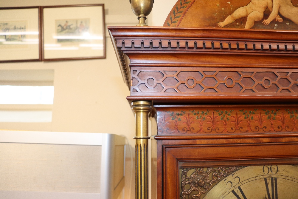 A late 19th century satinwood longcase clock, having inlaid and painted decoration of classical - Image 77 of 79