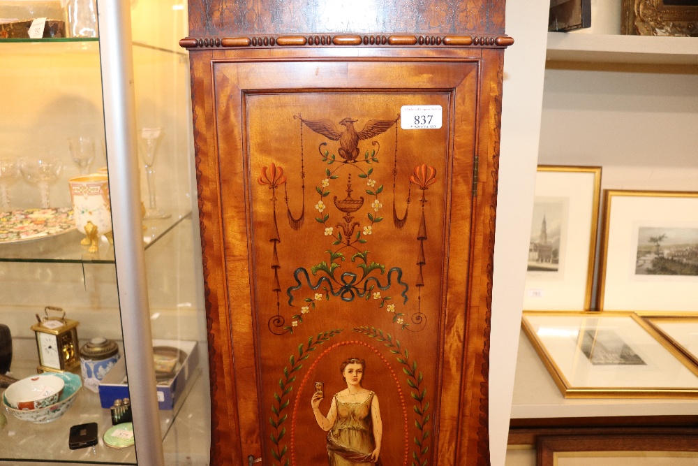 A late 19th century satinwood longcase clock, having inlaid and painted decoration of classical - Image 31 of 79