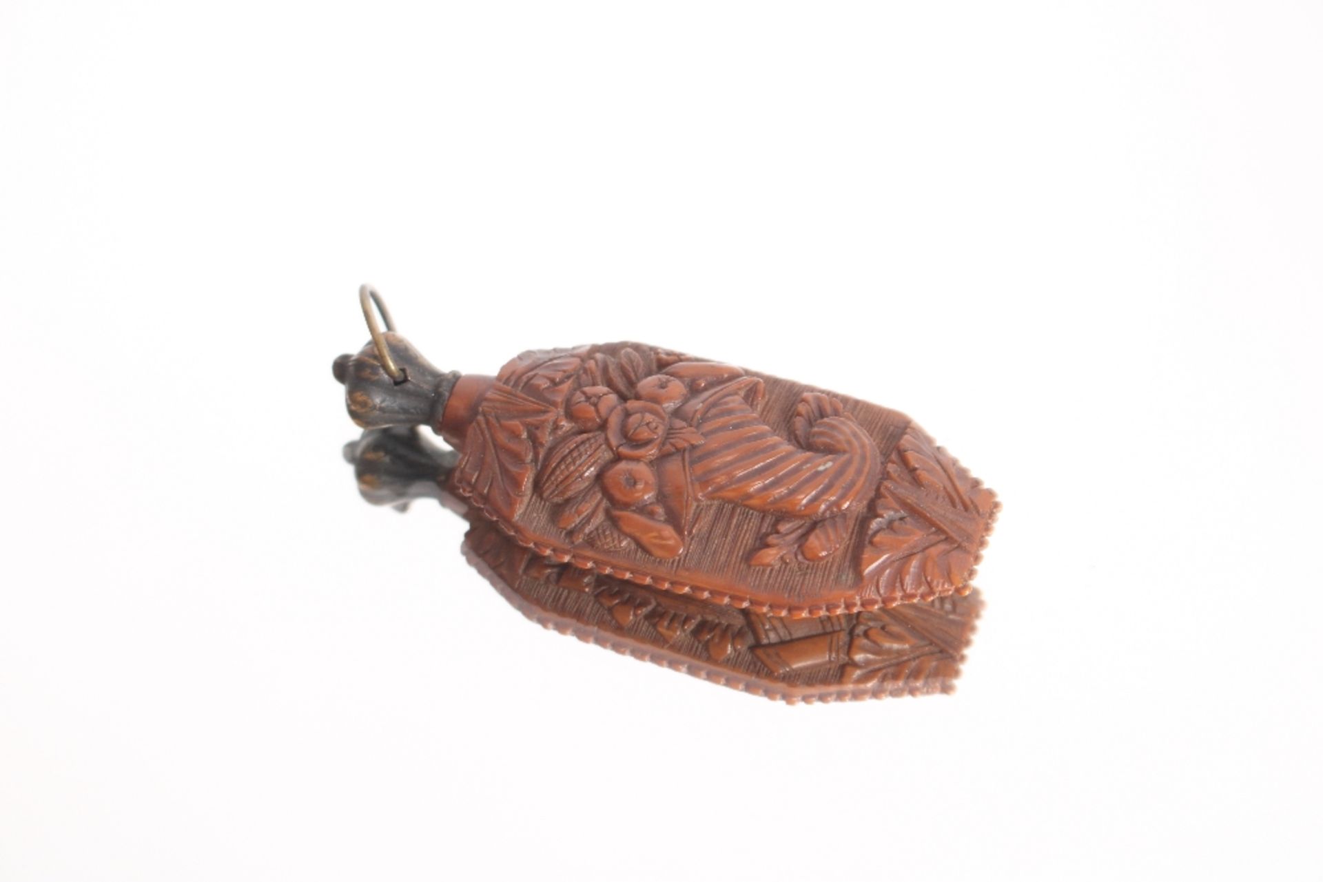 An unusual carved treen scent bottle, decorated on - Image 2 of 3