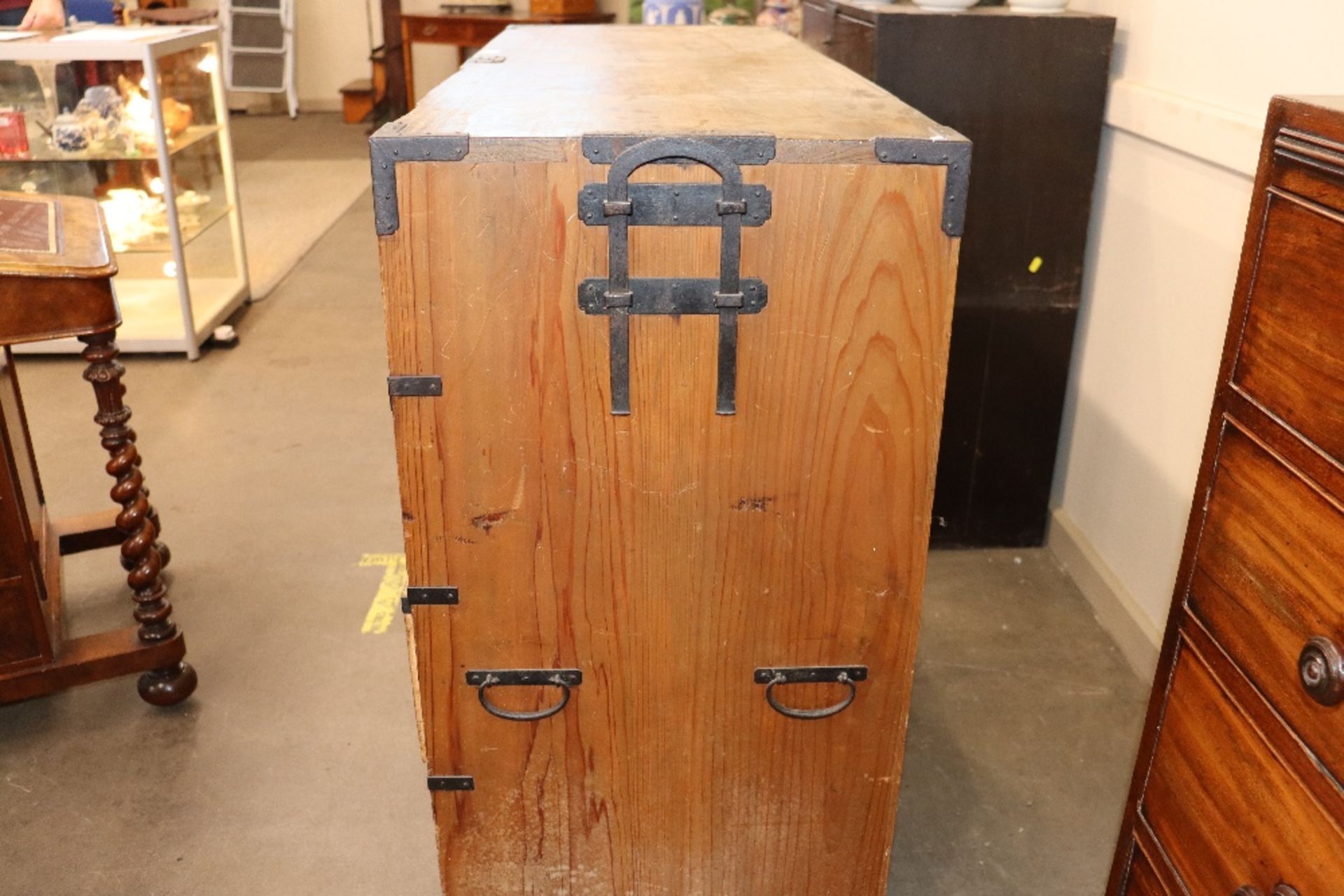 A 19th century Korean metal bound chest, fitted wi - Image 5 of 12