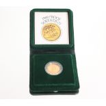 A 1980 proof full Sovereign in fitted case