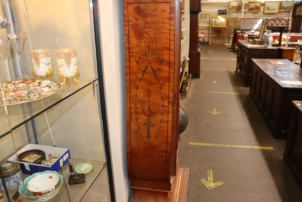 A late 19th century satinwood longcase clock, having inlaid and painted decoration of classical - Image 47 of 79