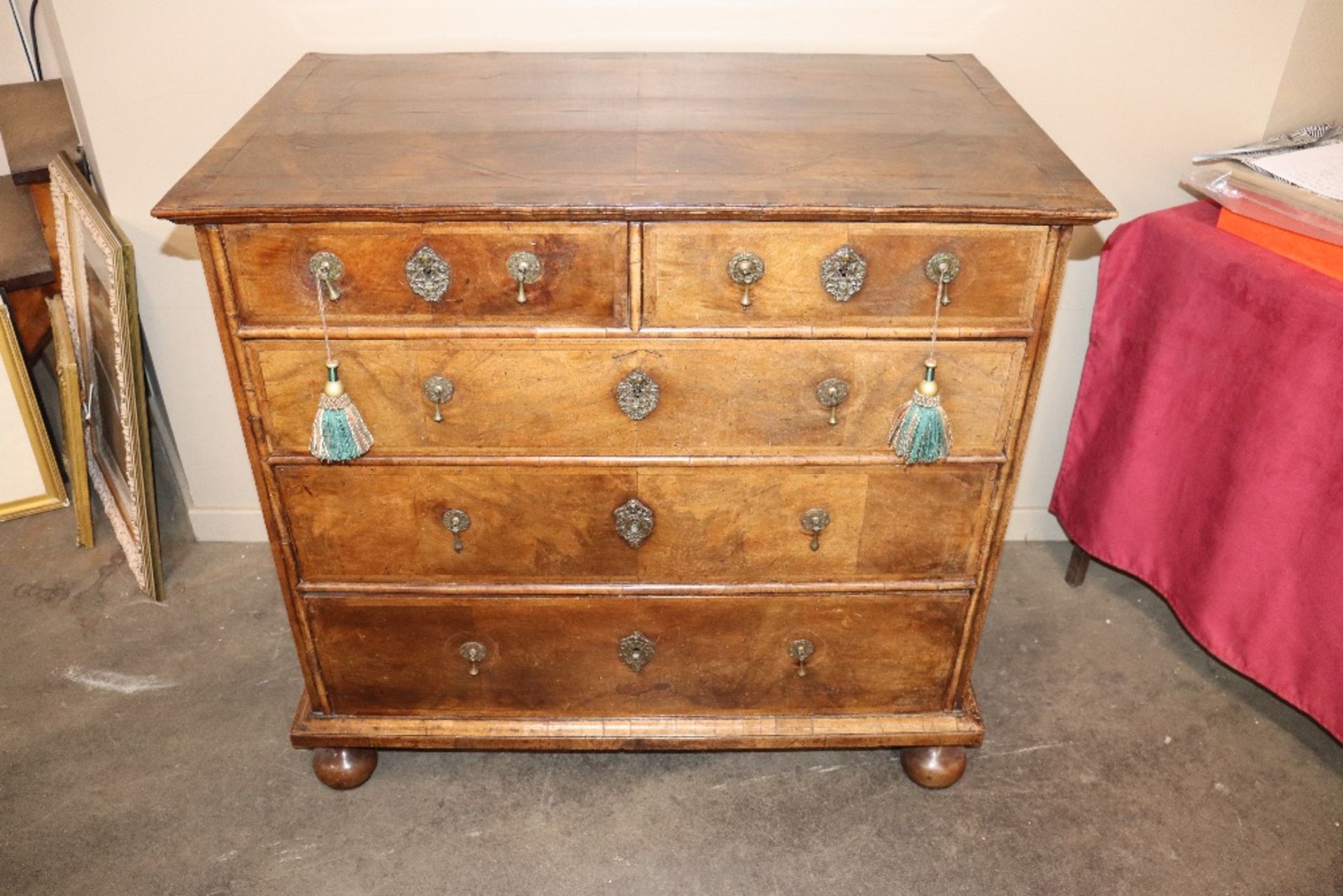 An 18th century walnut and herring bone banded che