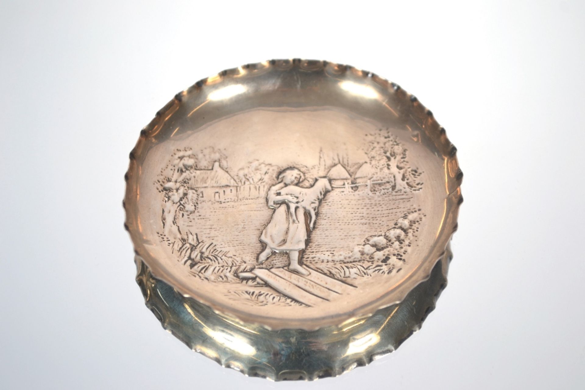 A George III circular silver pin dish, decorated w - Image 2 of 2