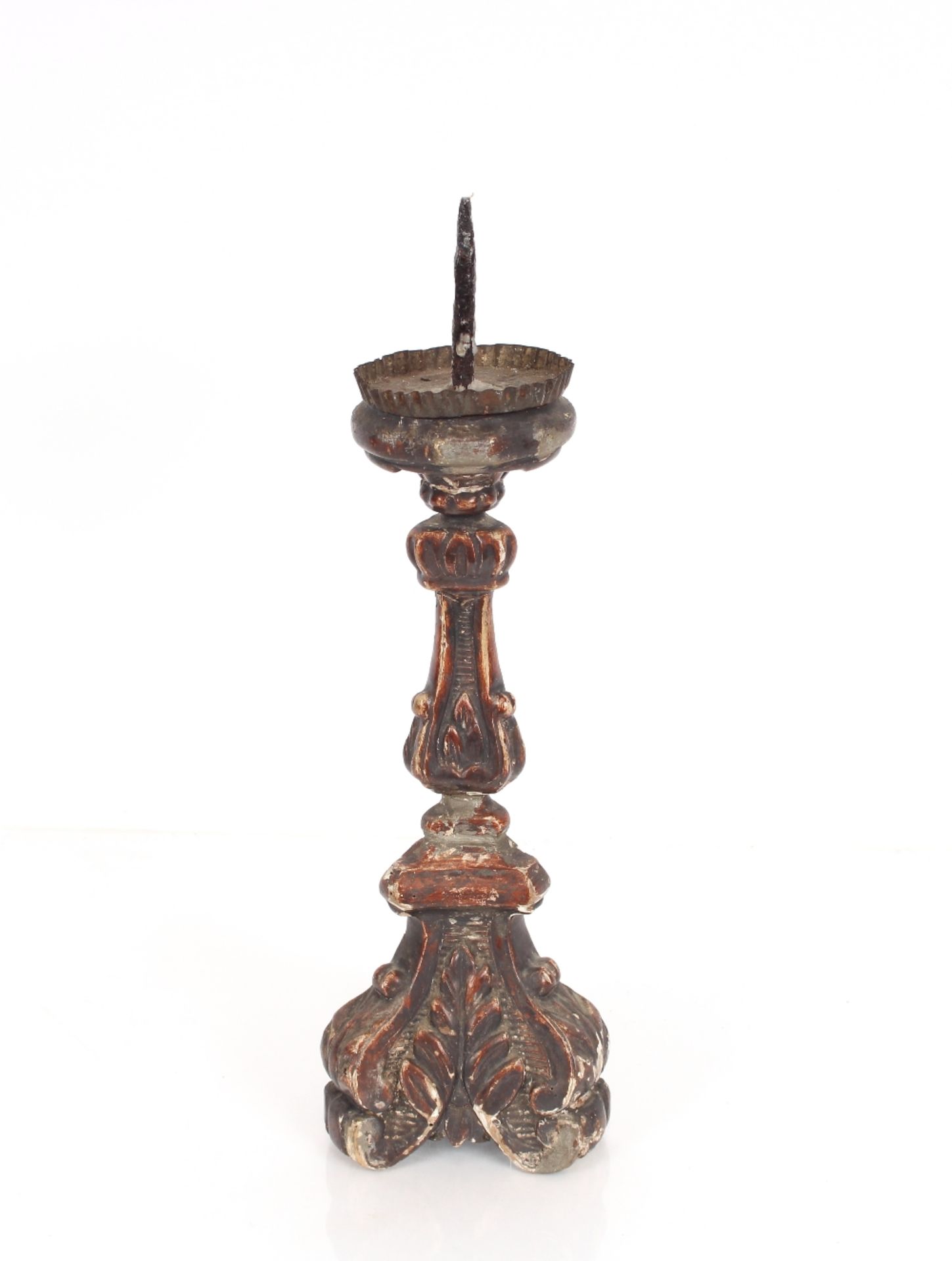 An 18th century Italian giltwood pricket candlesti