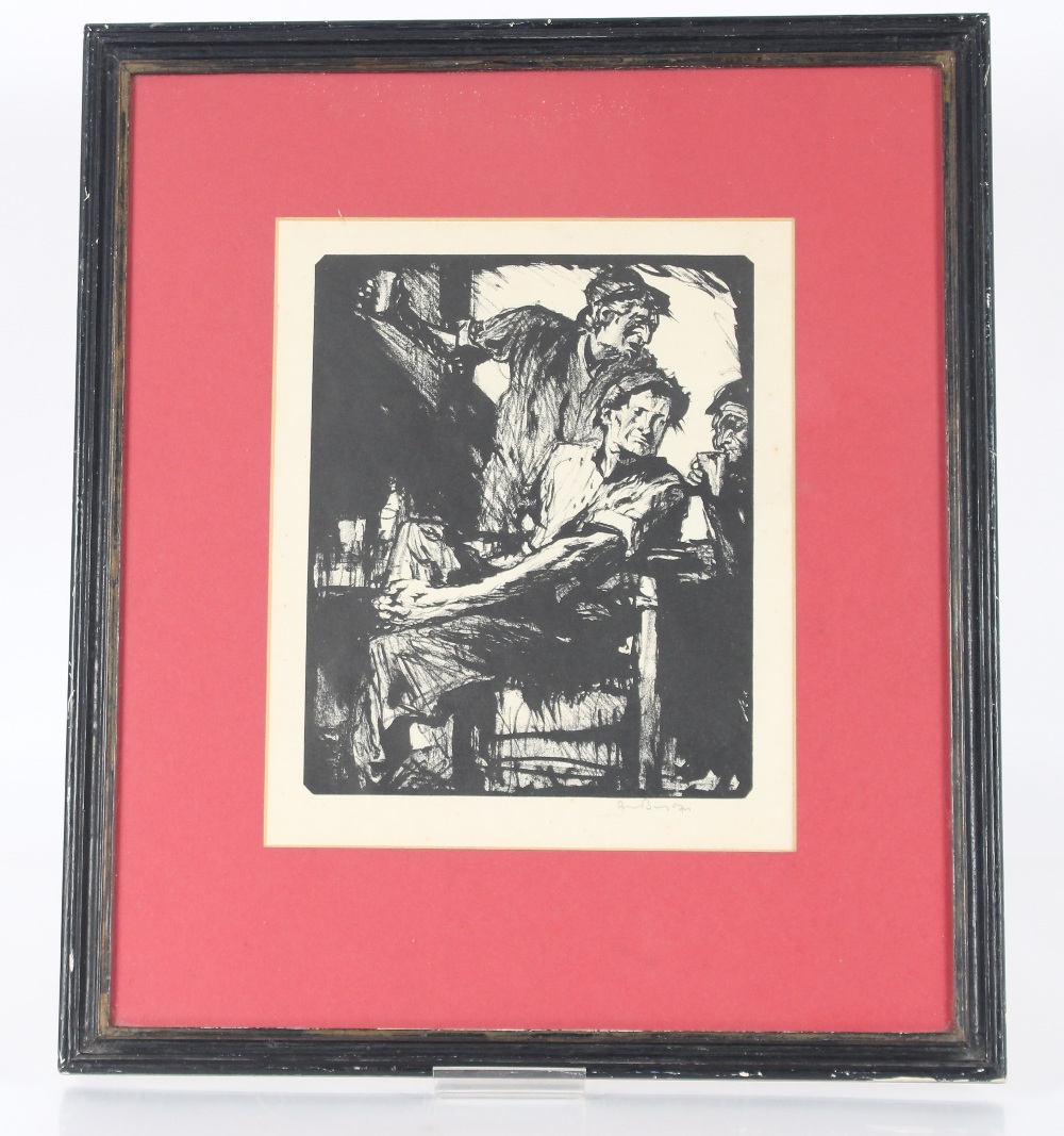 Sir Frank Brangwyn (British 1867 - 1956), pencil signed lithograph depicting figures, plate, 29cm