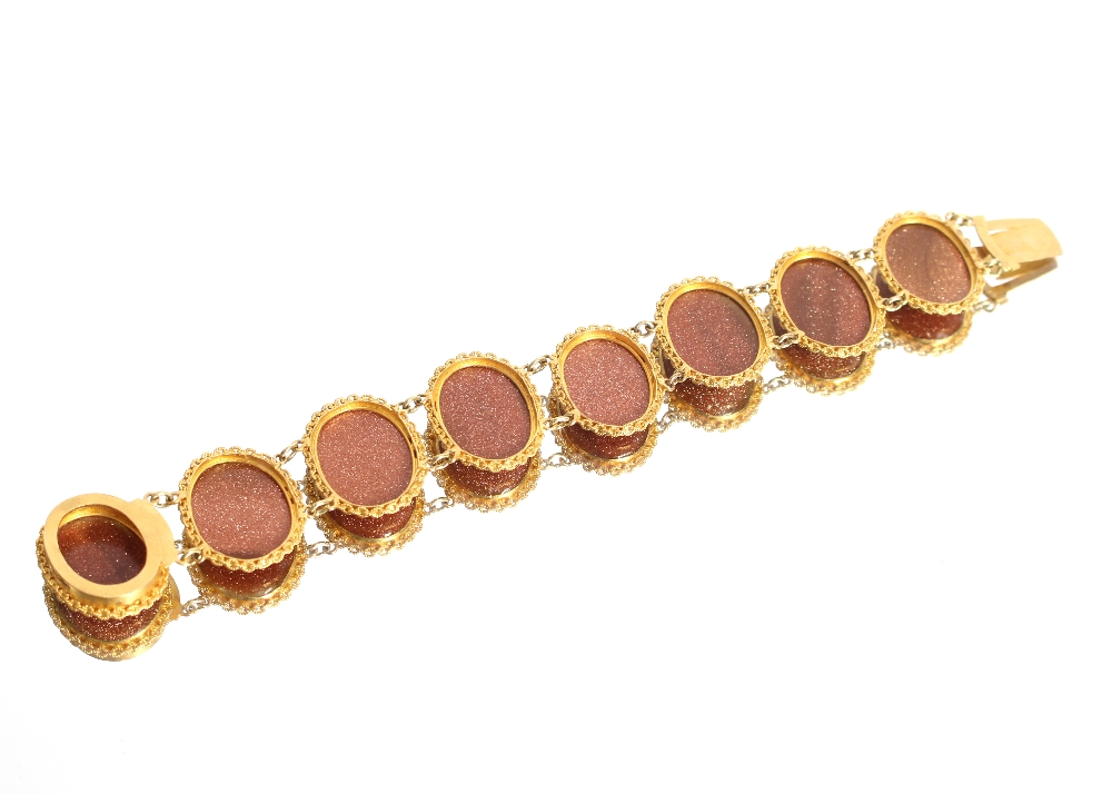 A yellow metal and gold set stone bracelet, having - Image 2 of 2