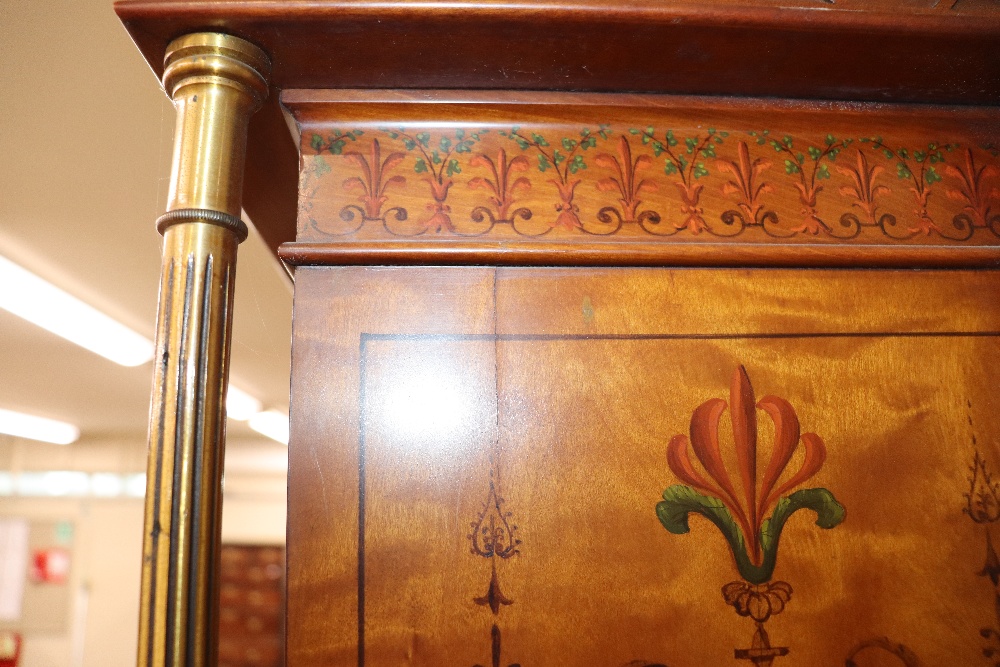 A late 19th century satinwood longcase clock, having inlaid and painted decoration of classical - Image 14 of 79