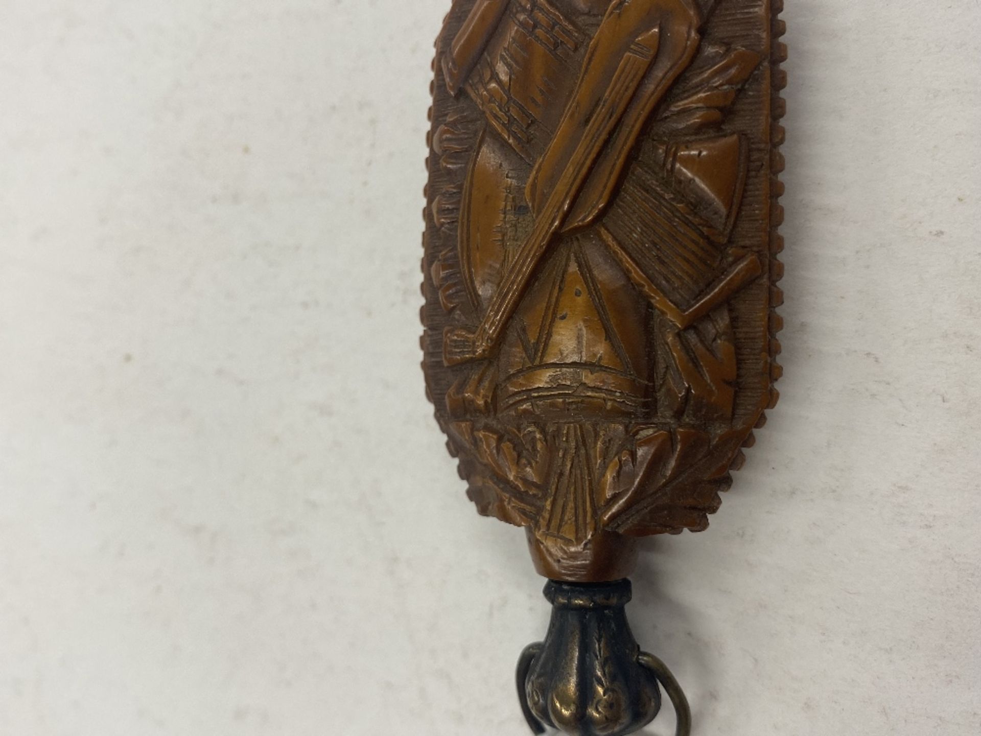 An unusual carved treen scent bottle, decorated on - Image 3 of 3