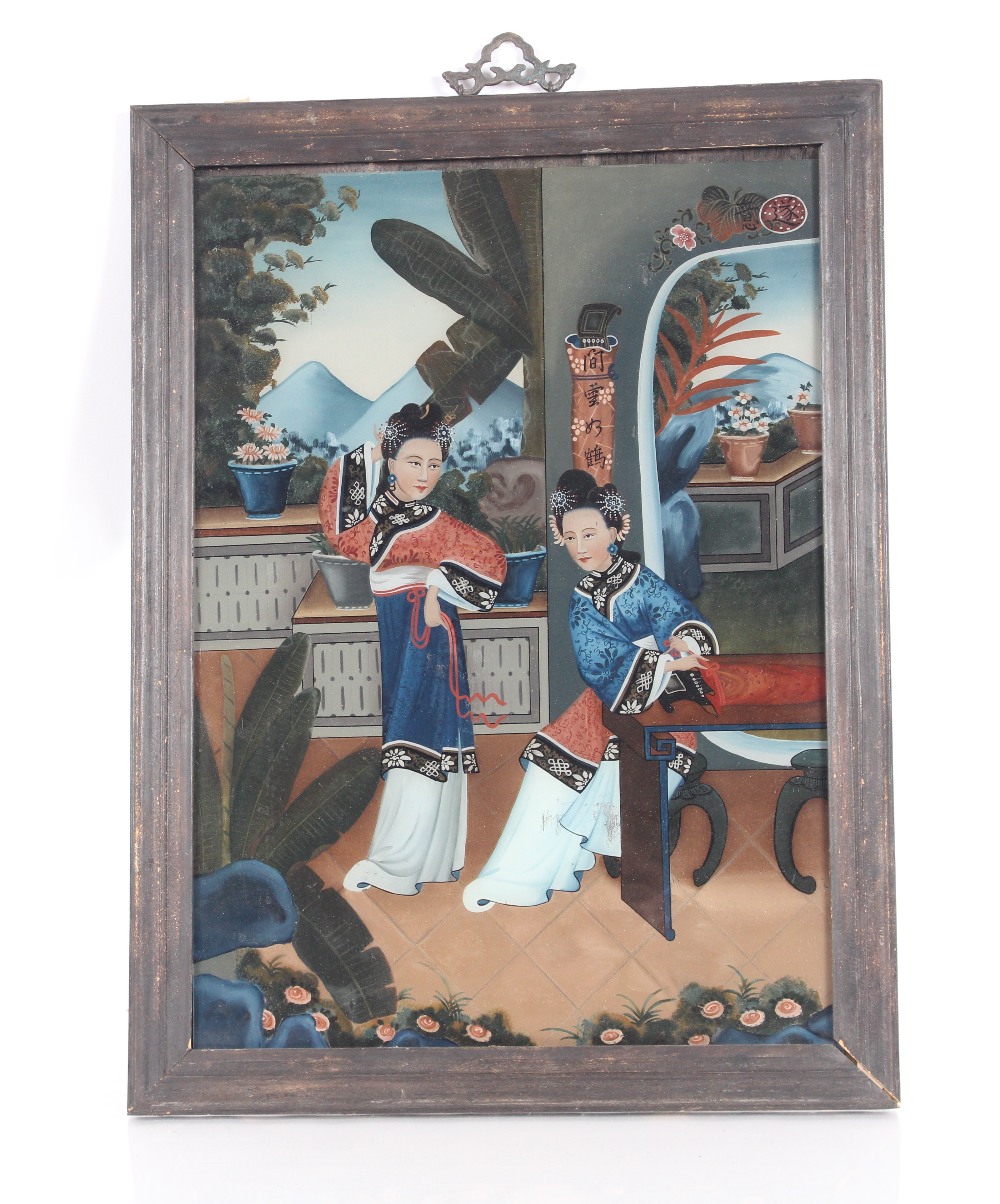 A 20th century Chinese reverse painting on glass,