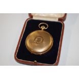 A French 18ct gold pocket watch, the enamel dial m