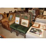 A set of four late Victorian carved oak dining cha