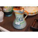 A Myott Son & Co hand painted pinch neck jug