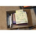 A box of various photo albums lacking contents