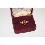 A sterling and amber set ring size S/T approx. 6g