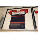 A framed and glazed Summer Fields Colts 2001 rugby shirt with signatures