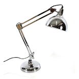 A chrome Angle poise style lamp