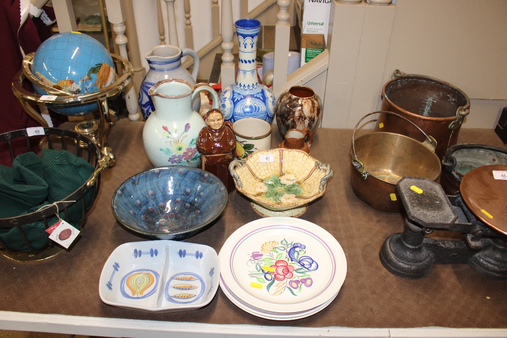 A collection of various pottery including a Dutch