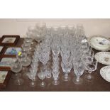 A quantity of various cut glass and other table gl