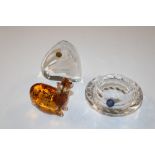 A Royal Copenhagen crystal bowl, a glass paperweig