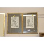 Geoffrey Sparrow, a pair of etchings "The Rabbit Catcher" and "Hedging and Ditching"