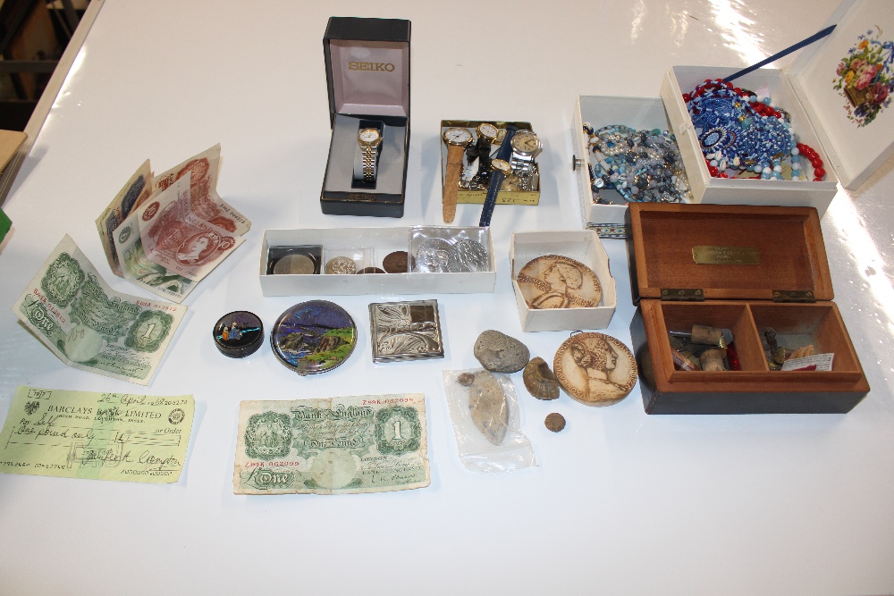 A box containing various costume jewellery, wrist