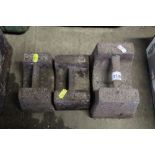 Two 14lb rectangular weights together with a 28lb