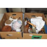 Two boxes of various sundry china; cutlery etc