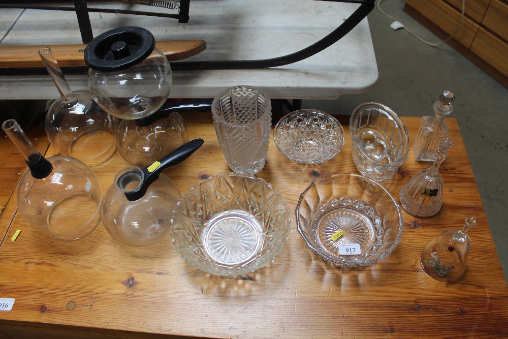 A collection of table glassware including coffee m