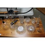 A collection of table glassware including coffee m