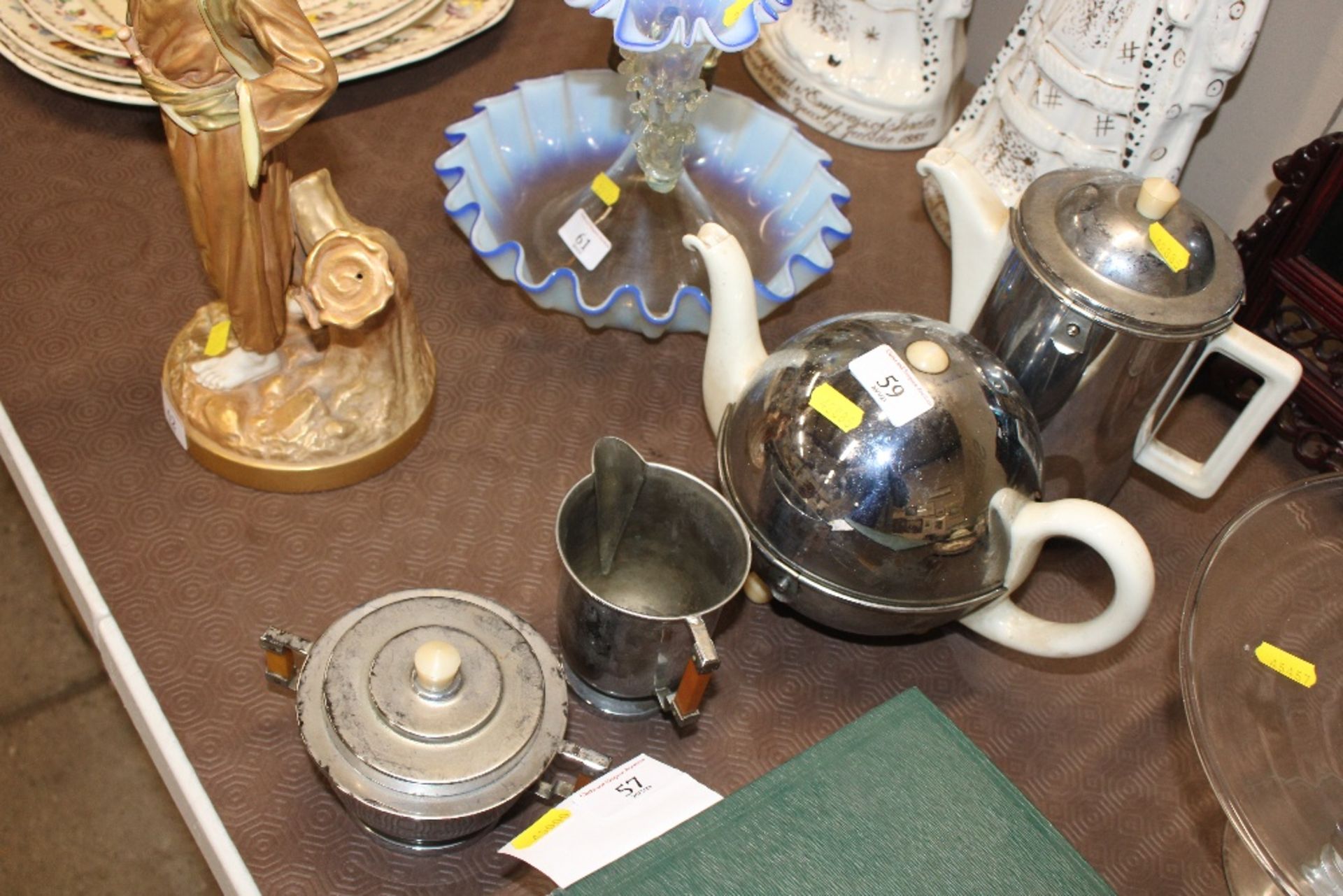 A four piece chromium plated Art Deco tea service