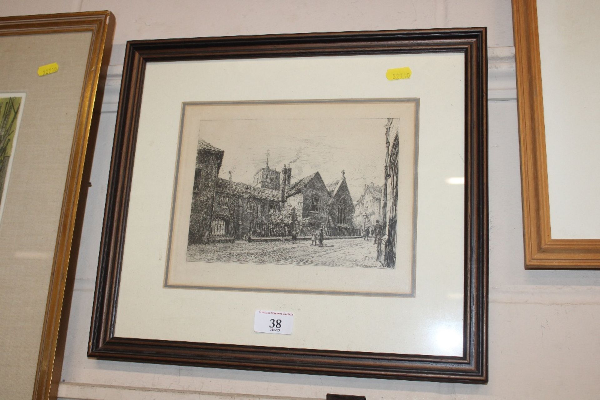 A Brunet-Debaines, etching continental street scene