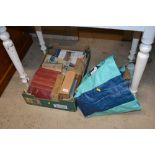 A box and a bag of miscellaneous books