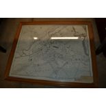 A black and white pine framed printed map of Canterbury