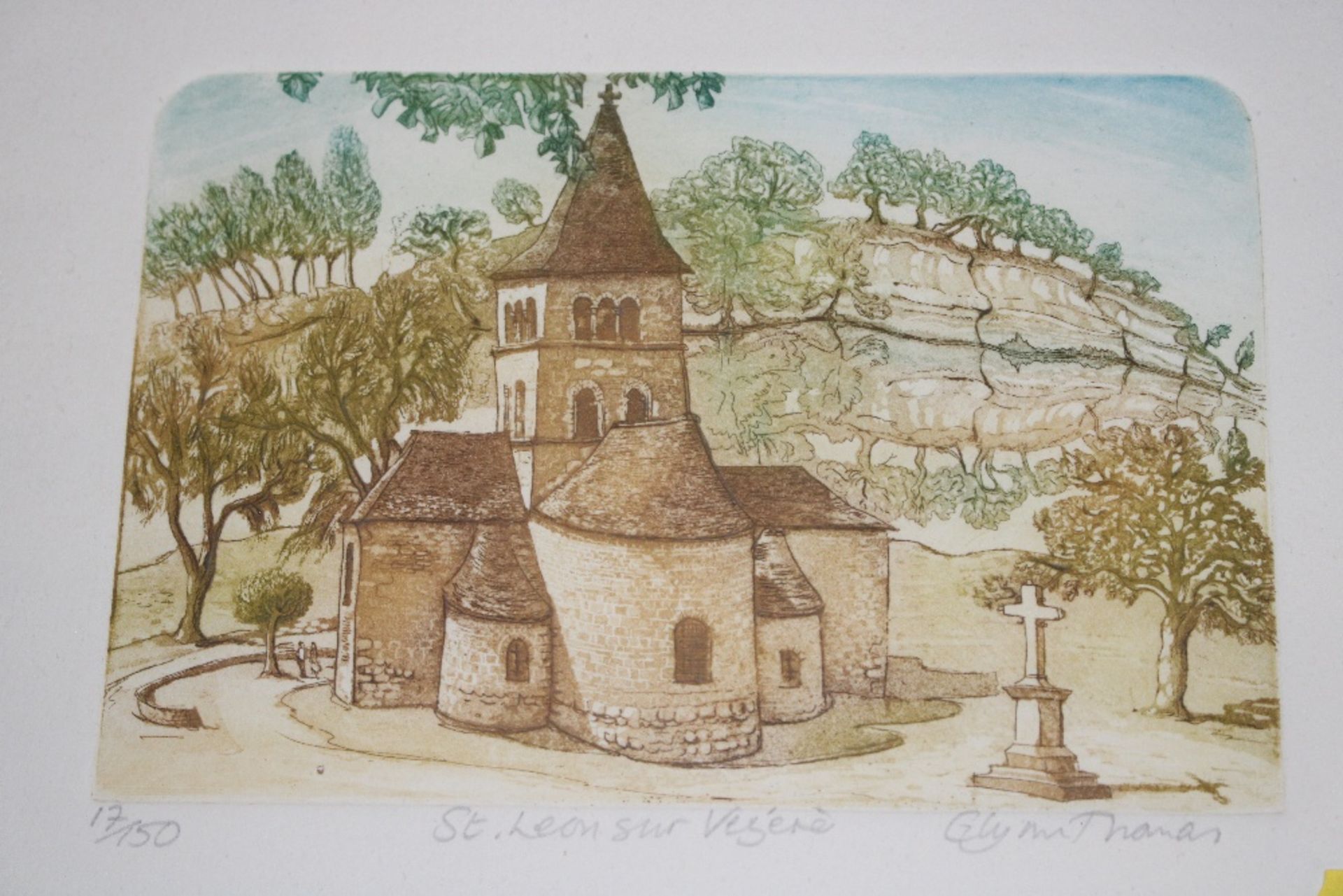 Glyn Thomas, pencil signed coloured etching of a F - Image 2 of 5