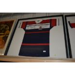 A framed and glazed sign rugby shirt, Summerfields