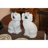 A pair of Victorian Staffordshire spaniel ornament