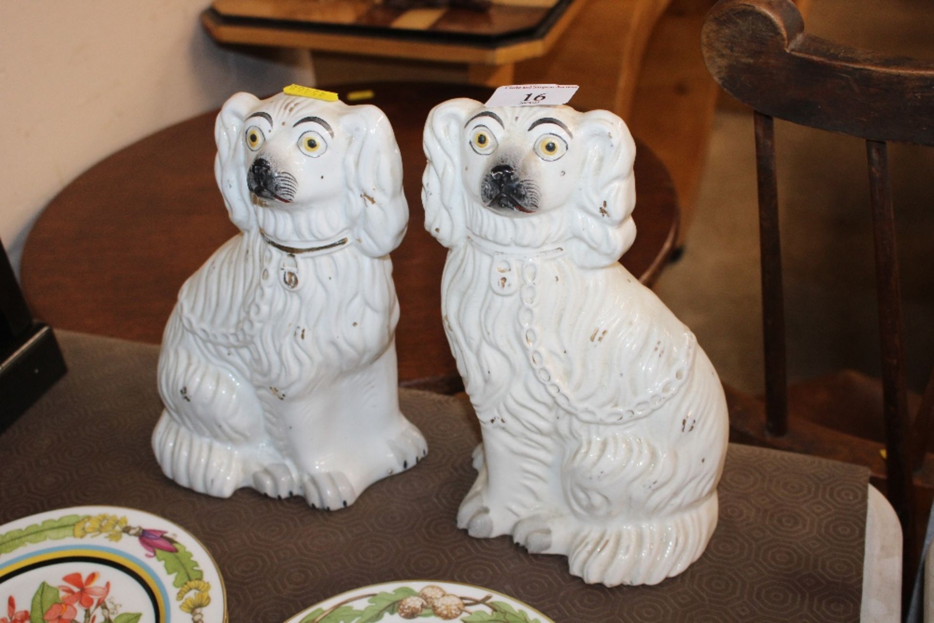 A pair of Victorian Staffordshire spaniel ornament