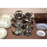 A collection of Victorian black floral and gilt de