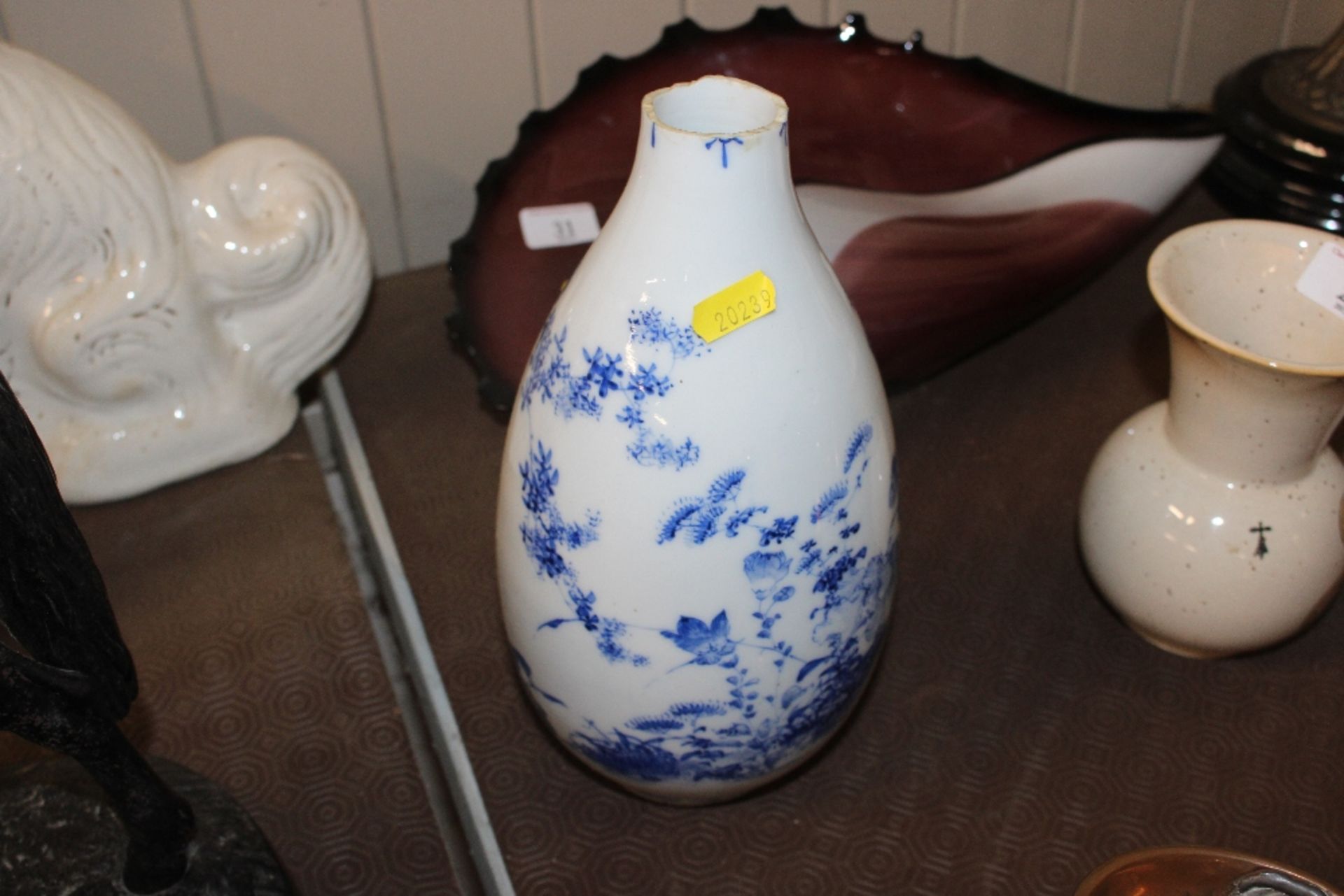 An Oriental baluster blue and white vase, characte - Image 3 of 4