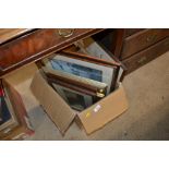 A box of miscellaneous pictures and prints